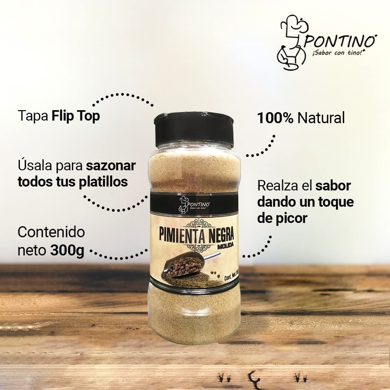 Pontino Pimienta negra molida, 300 g