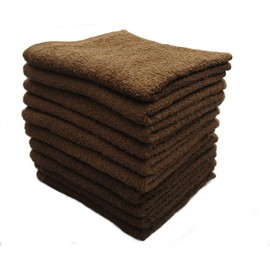 Bulk Set BR10 Face Towels, Set of 10, Brown, Quick Dry Thin Type