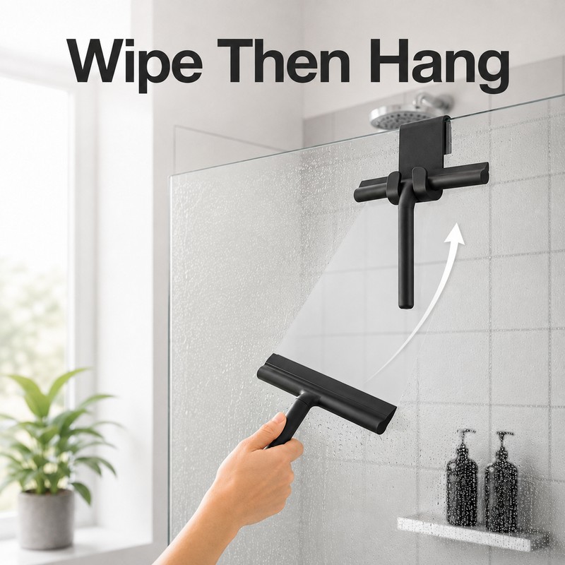 Silicone Shower Squeegee for Glass Doors - Wide Flexible Wiper