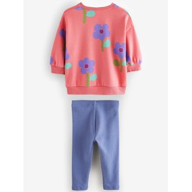 NEXT Sweatshirt and Leggings Set, Pink Flowers