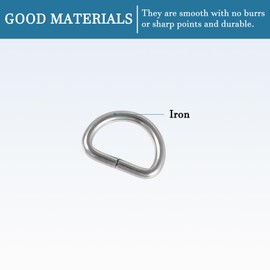 QUARKZMAN 10 mm D Ring x 50 Pieces Semicircular Unwelded for Keys and Apron Bands [Silver Tone], silver