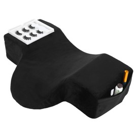 wutfuooo Beauty Salon Lashing Pillow,Comfortable Velvet Memory Foam Eyelash Extension Pillow,Ergonomic Neck Pillow,Protect The Neck When Used for Lash Extension Grafting Make Up(Black)