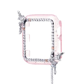 Tomcrazy Compatible with iWatch Series 9 8 7 41mm 45mm Accessories with Built-in Tempered Glass Screen Protector Bling Crystal Diamond Rhinestone Full Protective Bumper 3D Shiny Cover (03, 41mm)