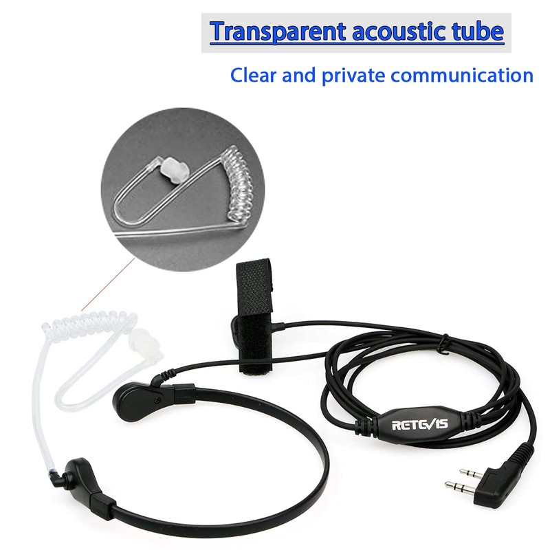 Retevis Walkie Talkie Throat Mic Headset 2 Pin Headset Earpiece