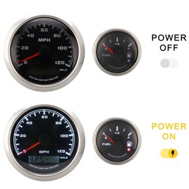 MOTOR METER RACING W Pro 85mm 3-3/8" GPS Speedometer Digital Odometer 220 KMH Waterproof Black Dial White LED for Car Truck Marine Boat Yacht Motorcycle