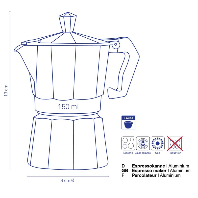 kela Italia 10553 Espresso Maker 150 ml for 3 Cups