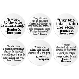 Hunter S. Thompson Quotes - 6 Multi Pack Circle Stickers 3 Inch