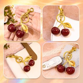 Cherry Keychain Bag Purse Charms For Handbags Cherry Accessories Mothers Day Birthday Ideas