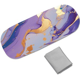 CREATCABIN Hard Shell Sunglasses Cases Leather Glasses Case Eyeglass Holder Portable Travel Spectacle Storage Pouch Clamshell Protective Cover Gift for Women Men Purple Marbling 6.4x2.5x1.5 Inch