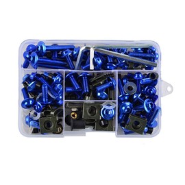 Torcarvh Motorcycle Fairing Screws Kit Screws 177 Pieces Body Screws Nut Replacement CNC Alloy M6 M5 Motorcycles Bolt Clip Nut for Motorcycle Car Accessories (177 Pieces, Blue)