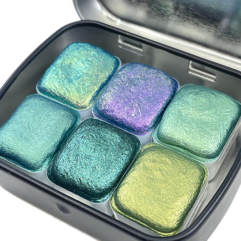 IUILE Handmade Watercolor Paints - Green Half Pan Set (6