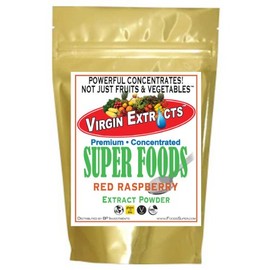Virgin Extracts (TM) Pure Premium Organic Red Raspberry Powder Freeze Dried Extract 4:1 Red Raspberry Concentrate (4 X Stronger) 16oz Pouch