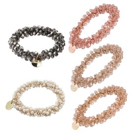 5 Stück Haargummis Damen Kristall Scrunchies Haargummis mit Perlen Pferdeschwanz Haarschmuck Haargummi für Frauen und Mädchen