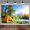 10x8ft Camping Backdrop, Outdoor Camping Tent Green Forest Pine Trees