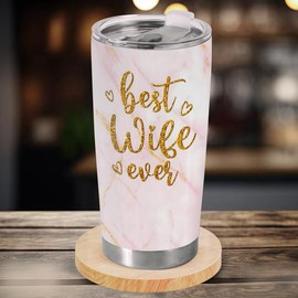Gift For Lover Tumbler 20oz -  Water Bottle Vintage Anniversary Gift, Romantic Travel Cup For Couple, Coffee Steel Double-Wall Vacuum Insulation Cup:_Best Wife Ever