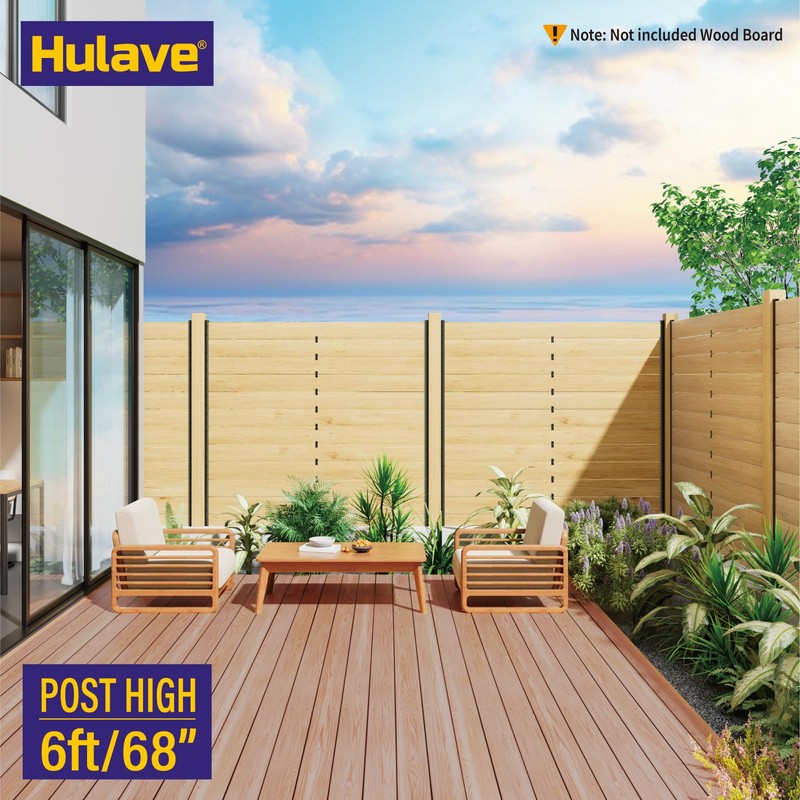 Hulave 2-Pack 6FT U-Shaped Metal Fence Posts (H: 68″), No-Dig