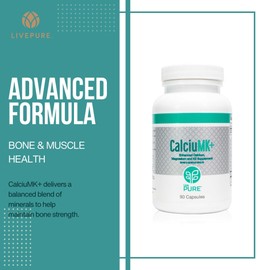 LivePURE CalciuMK+ Capsules | 90ct | Supports Bone Health, Collagen Formation & Joint Mobility | Non-Dairy, Lactose-Free Calcium Supplement for Skeletal Support