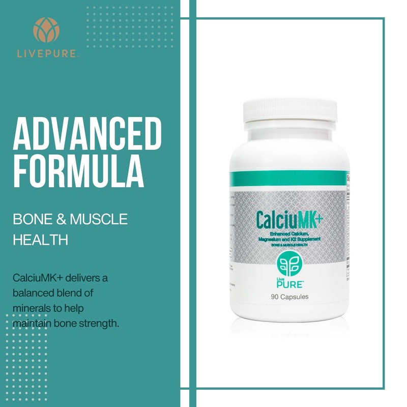 LivePURE CalciuMK+ Capsules | 90ct | Supports Bone Health, Collagen