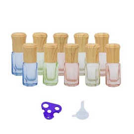 Tutuxio 10pcs 3ml Mini Roller Bottles for Essential Oils, Multi-Color Glass Roll-on Bottles Perfume Vials with Stainless Steel Roller Ball & Funnels & Opener, Cosmetics Small Container