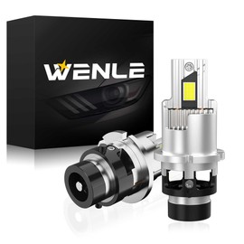 WENLE Newly Developed Integrated LED Over HID! D4S LED Headlight Bulb, Compatible with New Vehicle Inspection, Built-In Canceller, White 6500K, 35W x 2, Genuine HID Replacement, LED Replacement, No