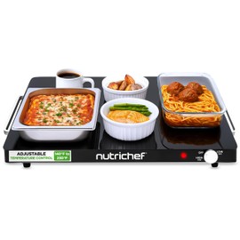 NutriChef Electric Warming Tray | Glass Surface Hot Serving Tray | Adjustable Temperature 140°F to 230°F | Energy Efficient & Space Saving | Perfect for Buffets,Parties & More | 21.2 x 16.5 IN | Black