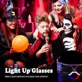 Oybete Light Up Glasses For Party Led Glowing Glasses For Adults Kids Future Sunglass Multi Color Rave EyeGlass 7 Colors Neon Sunglasses,Gift (Classics Style)