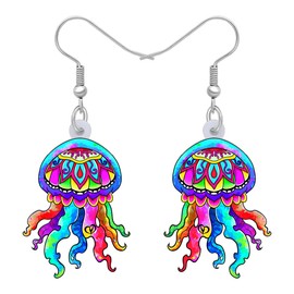 YAYAKO Acrylic Jellyfish Earrings Dangle Jewelry Crab Octopus Whale Turtle Earrings for Women Girls Ocean Animals Summer Gifts (Jellyfish Multicolor)