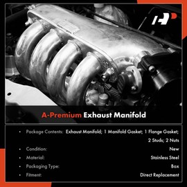 A-Premium Engine Exhaust Manifold Kit W/Gasket, Studs & Nuts [DOHC 4Cyl 2.3L] Compatible with Mazda 6 2003 2004 2005, Replace# L32713450B, L32713450F