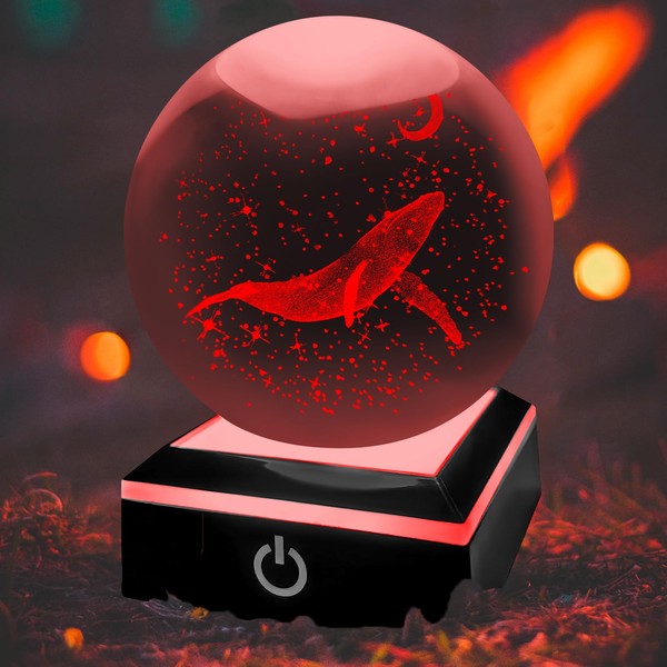 ALEENFOON 3D Whale Crystal Ball with LED Colourful Night Light