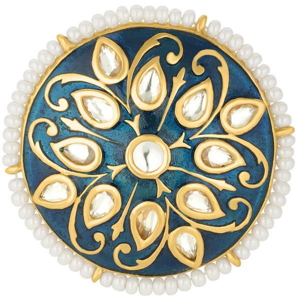 Aheli Statement Enamel Meenakari Finger Ring Adjustable Faux Stone Studded