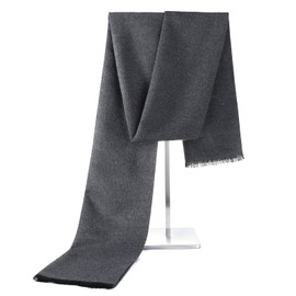 Scarf for Men Fall Winter Warm Scarves Soft Tassel Cashmere Feel Scarf Solid Dark Grey