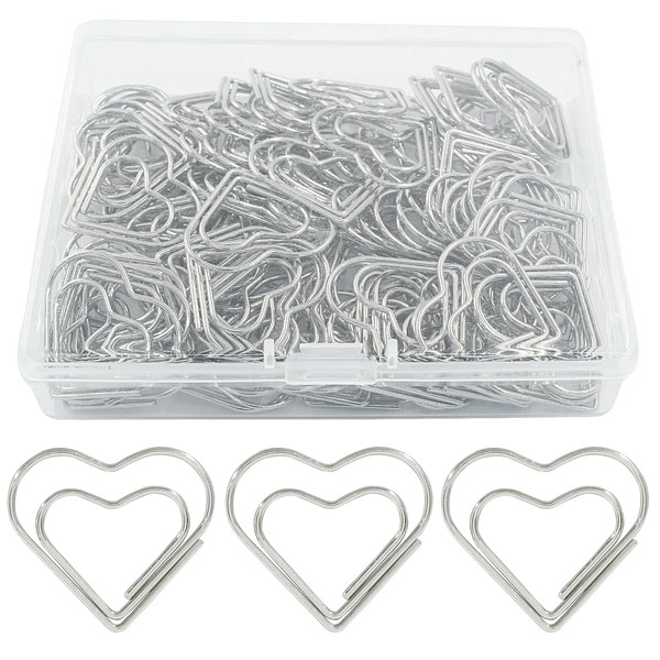 Hitefu 100 Pcs Love Heart Shaped Clips, Mini Cute Paper