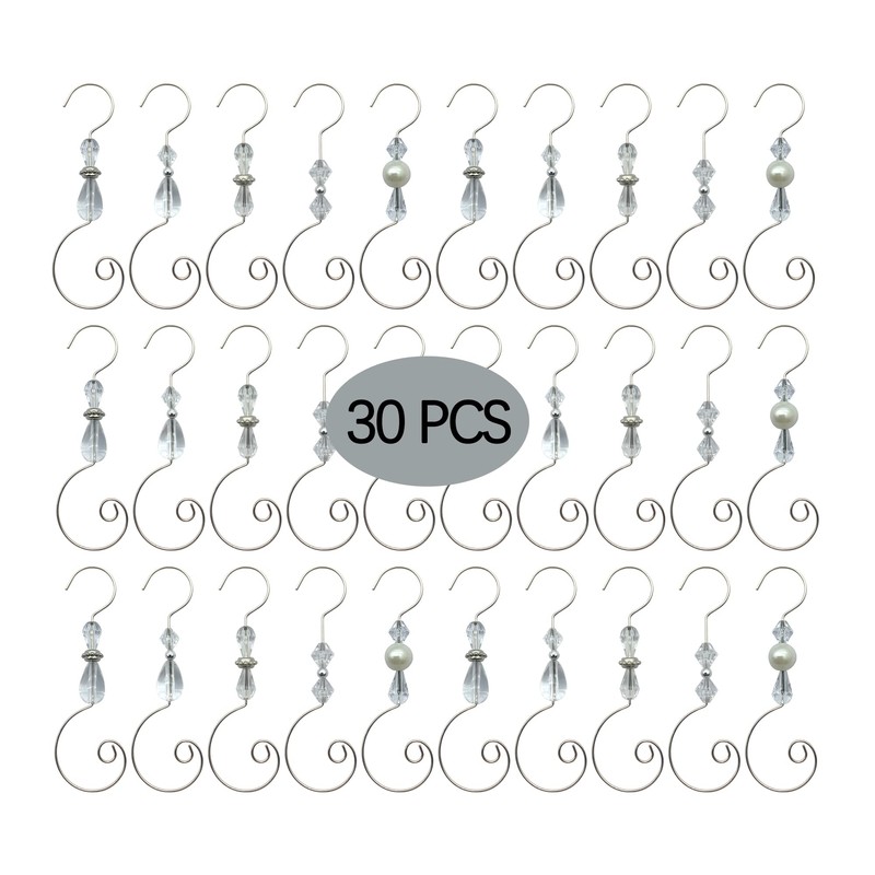 WEIBIAO Christmas Ornament Hooks - Silver Wire Hooks, Acrylic Jewelry