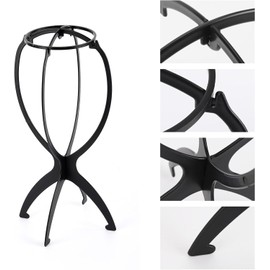 AcDesign - Paquete de 6 soportes para peluca con 6 bolsas para el polvo, soporte para la cabeza de peluca para mujer, múltiples pelucas para peinar y viajar, color negro