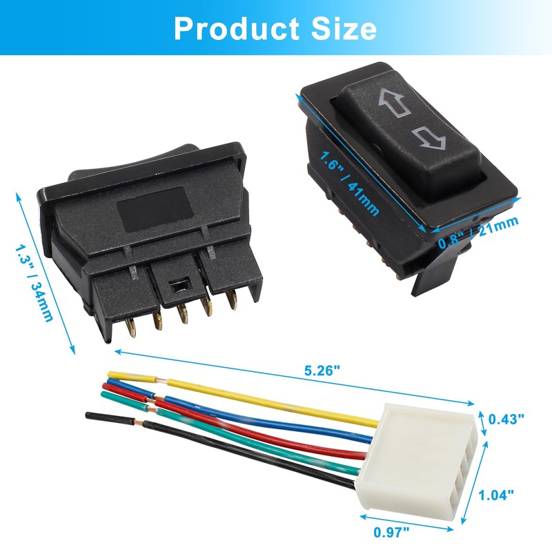 Coufce 2Pcs 5 Pin Car Window Switch, 12V 20A Double