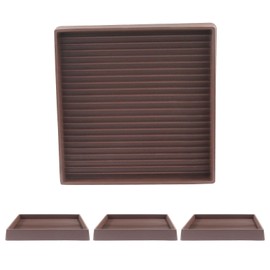 Hitefu 4 Inch Square Rubber Furniture Pads, 4 Pcs Non Slip Furniture Coasters, Furniture Caster Cups for Bed, Chair, Coach (Brown)