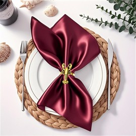 Davifina - Juego de 6 servilleteros de langosta dorada, servilletero costero, anillo náutico para servilleteros de pescado carnero para playa, boda, hebilla de verano para Hawaii Luau, decoración de