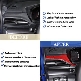 Daeiclru Real Carbon Fiber Car Center Console Panel Cover Trim Compatible with Subaru WRX 2021-2023, Center Console Dashboard Decoration Panel Trim Accessories (Style A, Red)