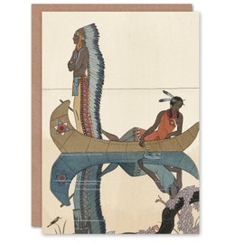 Artery8 George Barbier Art Card Along the Missouri Native American Couple