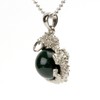 Happy Bomb Bloodstone Dragon Pendant Necklace 12mm Brass Natural Stone
