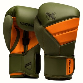 Hayabusa T3 Boxing Gloves for Men and Women Wrist and Knuckle Protection, Dual-X Hook and Loop Closure, Splinted Wrist Support, 5 Layer Foam Knuckle Padding - Green/Orange, 18oz