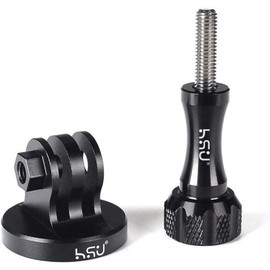 HSU Aluminum Tripod Mount Adapter Set with Thumb Screw for GoPro Hero 12/11/10/9/8/Max/7/6/5 Camera with 1/4 Screw Holes(Black)