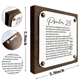 Religious Decor, Bible Verse Decor, Psalm 23 Sign, Wooden Box Sign Decor Art, Scripture Table Decor, Inspirational Christian Sign, Rustic Decoration for Home Office, Church Decor Ornaments