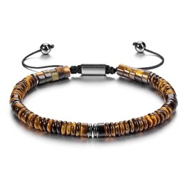 Namvo Tiger Eye Stone Abacus Beads Men Bracelet Extendable Adjustable Beads Fashion Personality Accessory