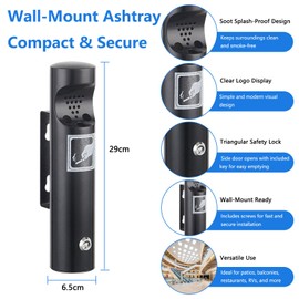 Outdoor Ashtray Weatherproof Stainless Steel Ashtray with Lock Tubular Design for Patio Restaurant Hotel Office