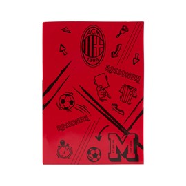 A.C. Milan Set mit 3 linierten Notizbüchern, 0,5 cm, Format A4, für Grund- und Mittel, offizielles Produkt, Rot