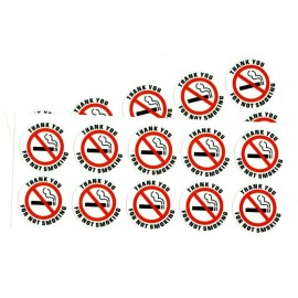 THANK YOU FOR NOT SMOKING stickers | white | outdoor durable | decals - 1.5 in diameter (20 decals per order)
