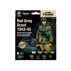 Vallejo Model Color Set 70248 Alpine Red Army Scout 1943-45 by Jaume Ortiz (8x17ml) + Figure