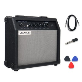 Electric Guitar Amplifier 20W Black Portable Smart amp 6.5'' Speaker 6.5mm Input 3.5mm aux Drive gain bass Treble Volume and Headphone Jack Practice amp