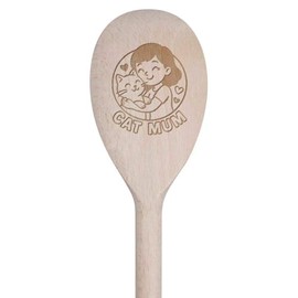 30cm 'Cat Mum' Wooden Cooking Spoon (SO00025636)